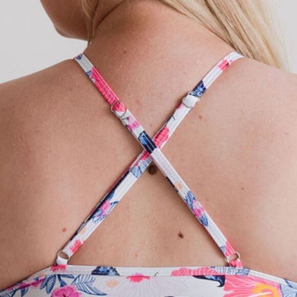 NWT Set Tankini Midrise Bikini Swimsuit Set Full Coverage in Pink/Blue Floral - Picture 8 of 16